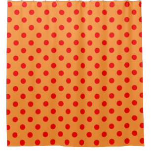 Red On Orange Polka Dots Pattern Design Shower Curtain