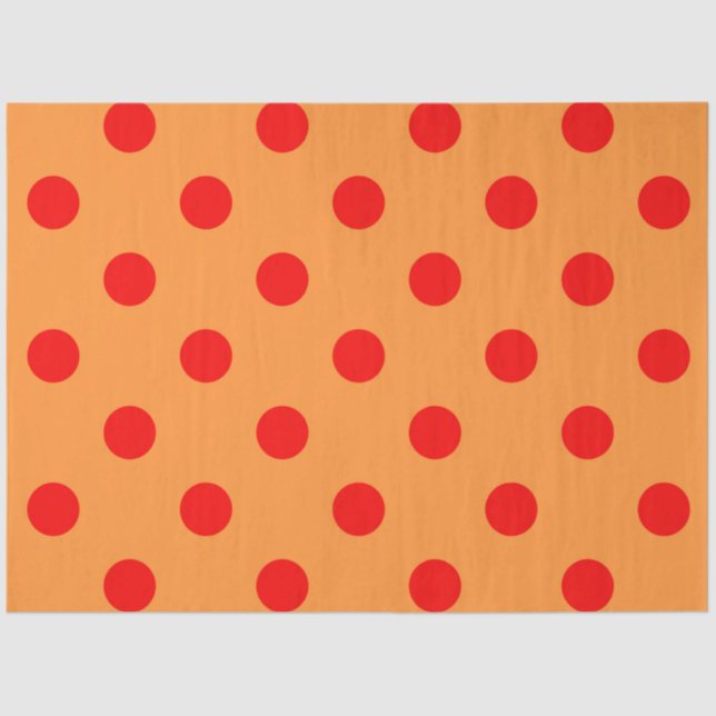 Red On Orange Polka Dots Pattern Design  Tissue Paper (Front)