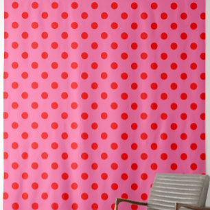 Red On Pink Polka Dots Pattern Design Fabric