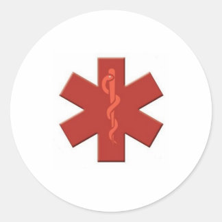     red-on-red classic round sticker