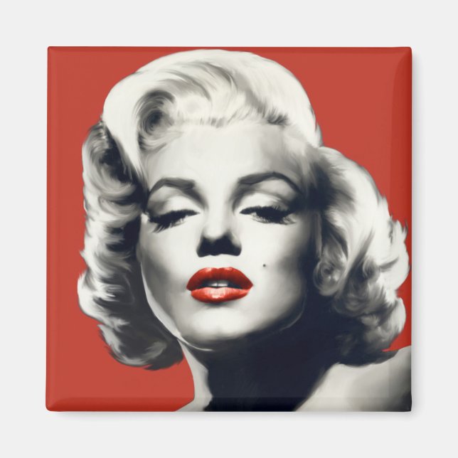 Red on Red Lips Marilyn Magnet (Front)