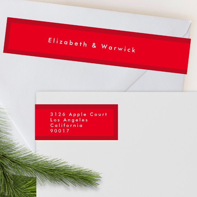 Red on Red Modern Minimalistic Simple Wedding Wrap Around Label (Creator Uploaded)