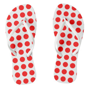 Red on White Large Size Horizontal Polka Dots Thongs