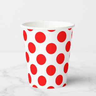 Red on White Large Size Polka Dots Paper Cups