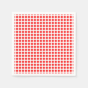 Red on White Medium Horizontal Polka Dots Paper Napkin