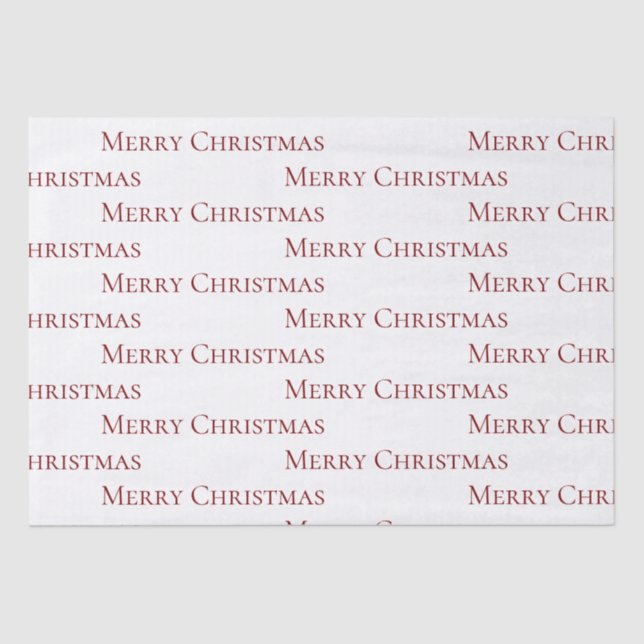 Red on White Merry Christmas Quote Tissue Paper (Front)