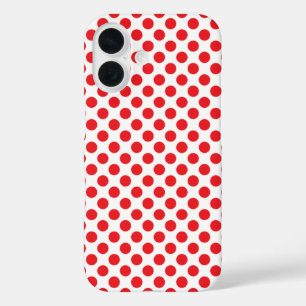 Red on White Polka Dot iPhone 16 Case