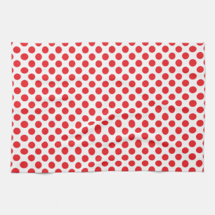 Red on White Polka Dot Tea Towel