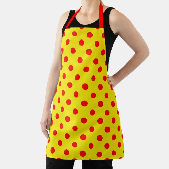 Red On Yellow Polka Dots Pattern Design  Apron (Creator Uploaded)