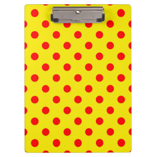 Red On Yellow Polka Dots Pattern Design Clipboard