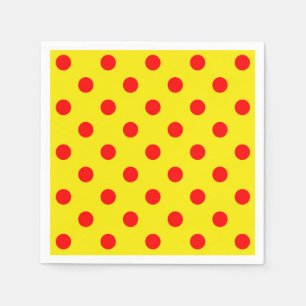 Red On Yellow Polka Dots Pattern Design Napkin