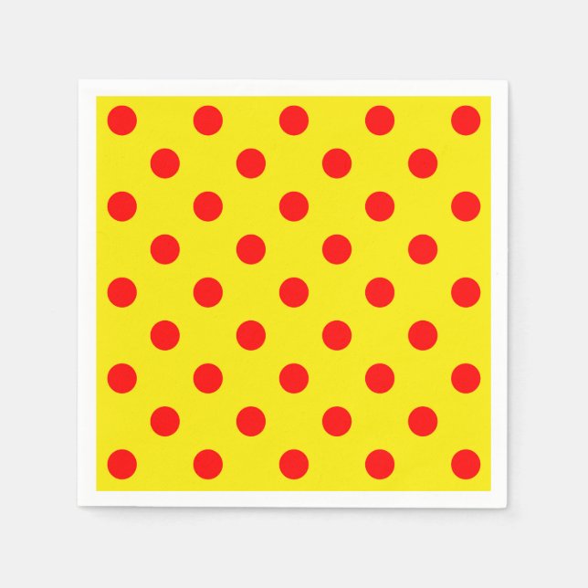 Red On Yellow Polka Dots Pattern Design  Napkin (Front)