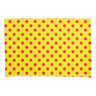 Red On Yellow Polka Dots Pattern Design  Pillowcase