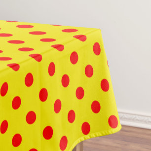 Red On Yellow Polka Dots Pattern Design Tablecloth