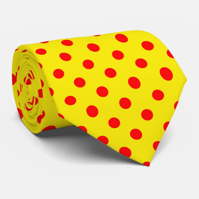 Red On Yellow Polka Dots Pattern Design  Tie (Creator Uploaded)