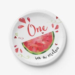 Red One in a Melon Birthday Party Paper Plates