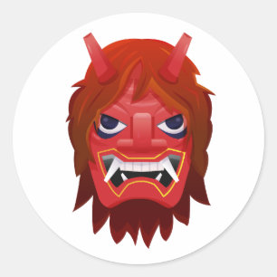 Red Oni Mask Japanese Demon Namahage Sticker