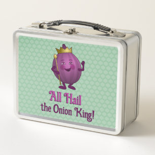 Red Onion in Crown - funny food king - own text Metal Lunch Box