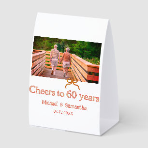 red or bow cheers to 60 years anniversary wedding