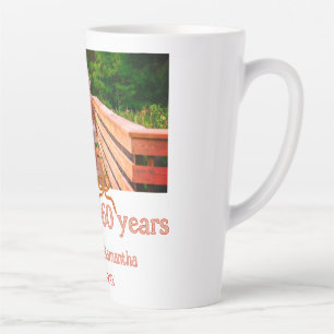 red or bow cheers to 60 years anniversary wedding  latte mug