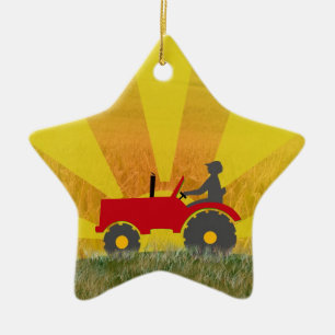 Red or Green Tractor Ornament
