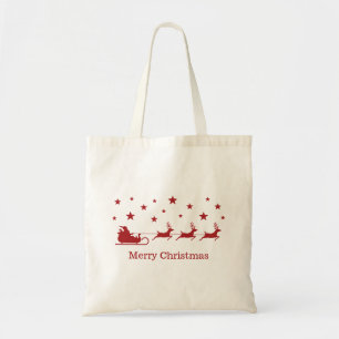 Red (or your colour) Santa Sleigh & Merry Christma Tote Bag