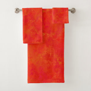 Red Orange Abstract Pattern Bath Towel Set