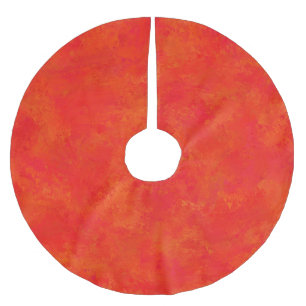 Red Orange Abstract Pattern Brushed Polyester Tree Skirt