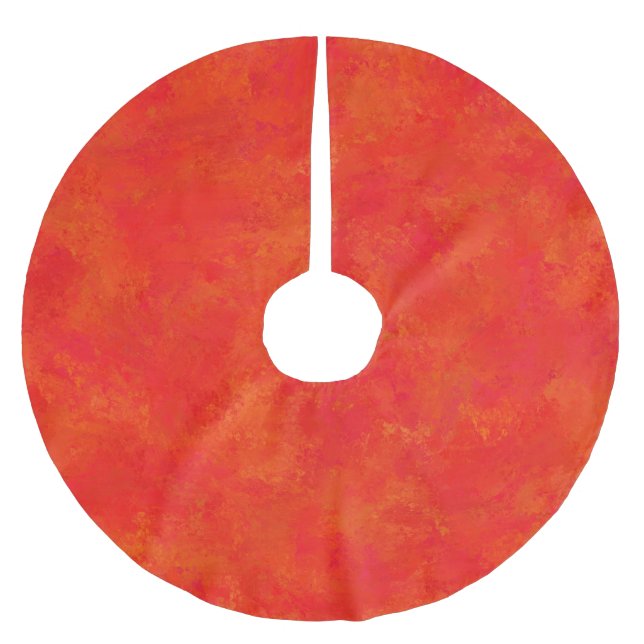 Red Orange Abstract Pattern Brushed Polyester Tree Skirt (Front)