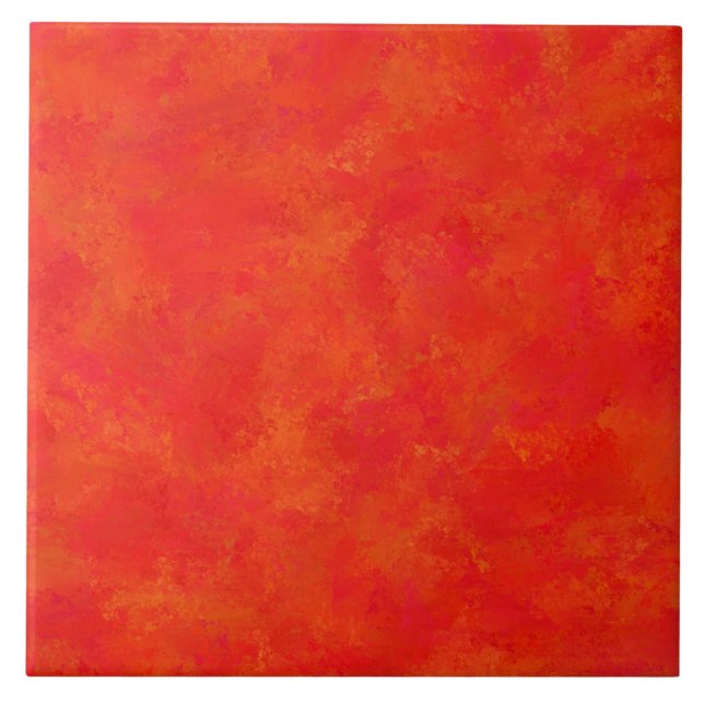 Red Orange Abstract Pattern Ceramic Tile (Front)