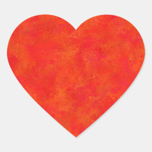 Red Orange Abstract Pattern Heart Sticker
