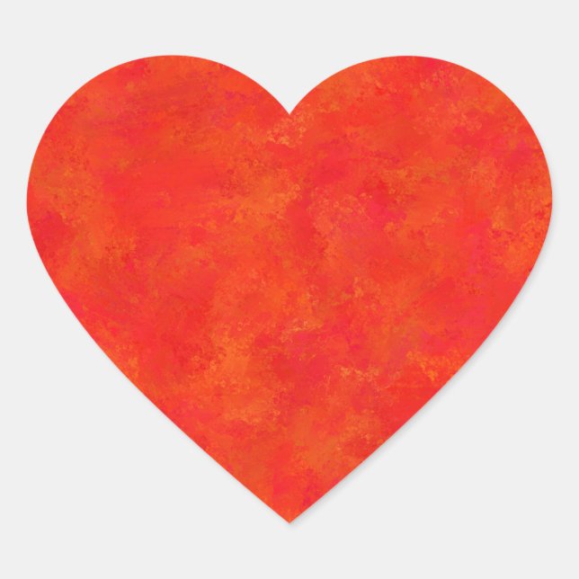 Red Orange Abstract Pattern Heart Sticker (Front)