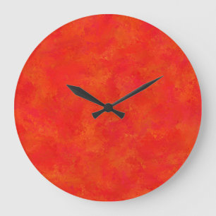 Red Orange Abstract Pattern Large Clock