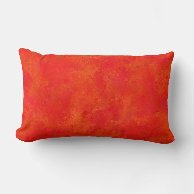 Red Orange Abstract Pattern Lumbar Cushion (Front)