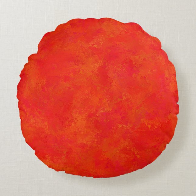 Red Orange Abstract Pattern Round Cushion (Front)