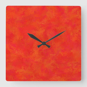 Red Orange Abstract Pattern Square Wall Clock