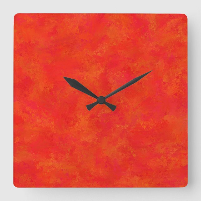 Red Orange Abstract Pattern Square Wall Clock (Front)