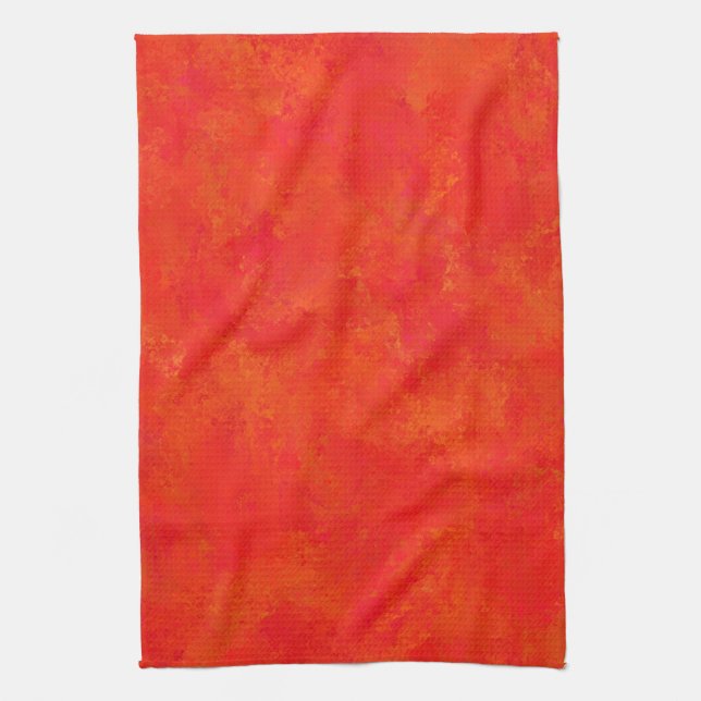 Red Orange Abstract Pattern Tea Towel (Vertical)