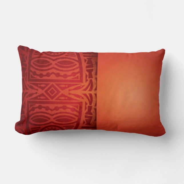 Red & Orange African Pattern Design Lumbar Cushion (Front)