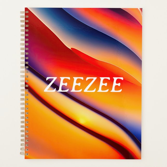 Red, Orange, and Blue Wavy Abstract Planner (Front)