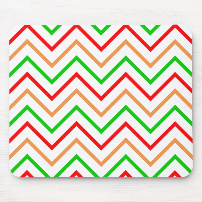 Red, Orange and Green Chevron Pattern Mouse Pad (Front)