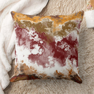 Red orange and olive abstract cushion