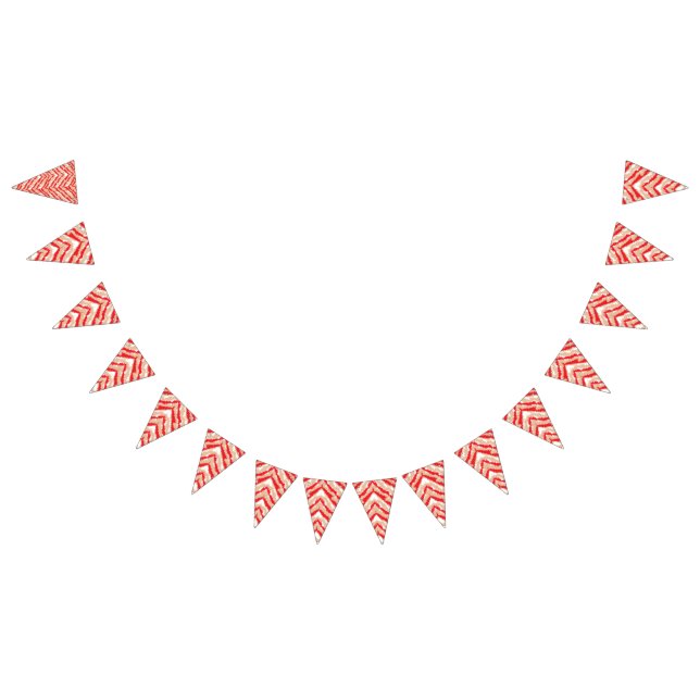 Red, orange, and pink textured patterns and motifs bunting  (All)