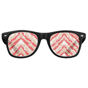 Red, orange, and pink textured patterns and motifs retro sunglasses