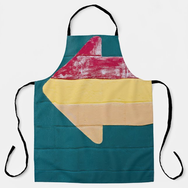 Red, orange, and yellow arrow signage apron (Front)