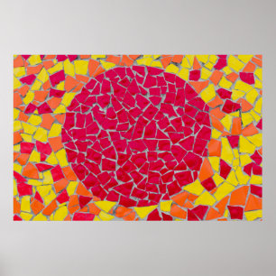 Red, orange, and yellow artwork poster