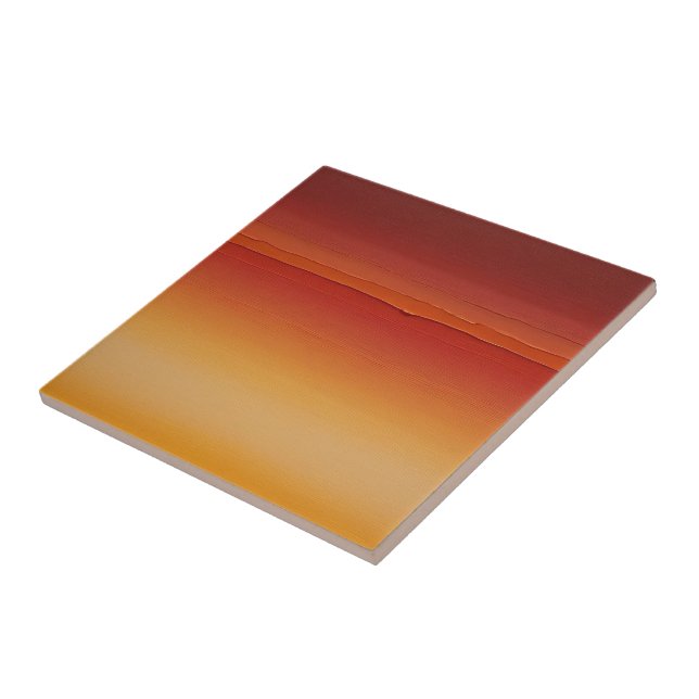 red orange and yellow brushstrokes gradient ceramic tile (Side)