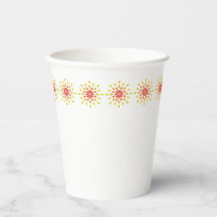Red, orange and yellow teardrops paper cups