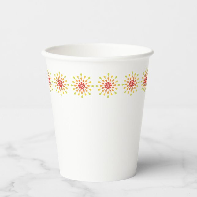Red, orange and yellow teardrops paper cups (Front)