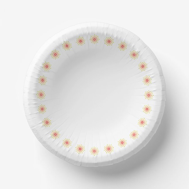 Red, orange and yellow teardrops paper plate (Front)